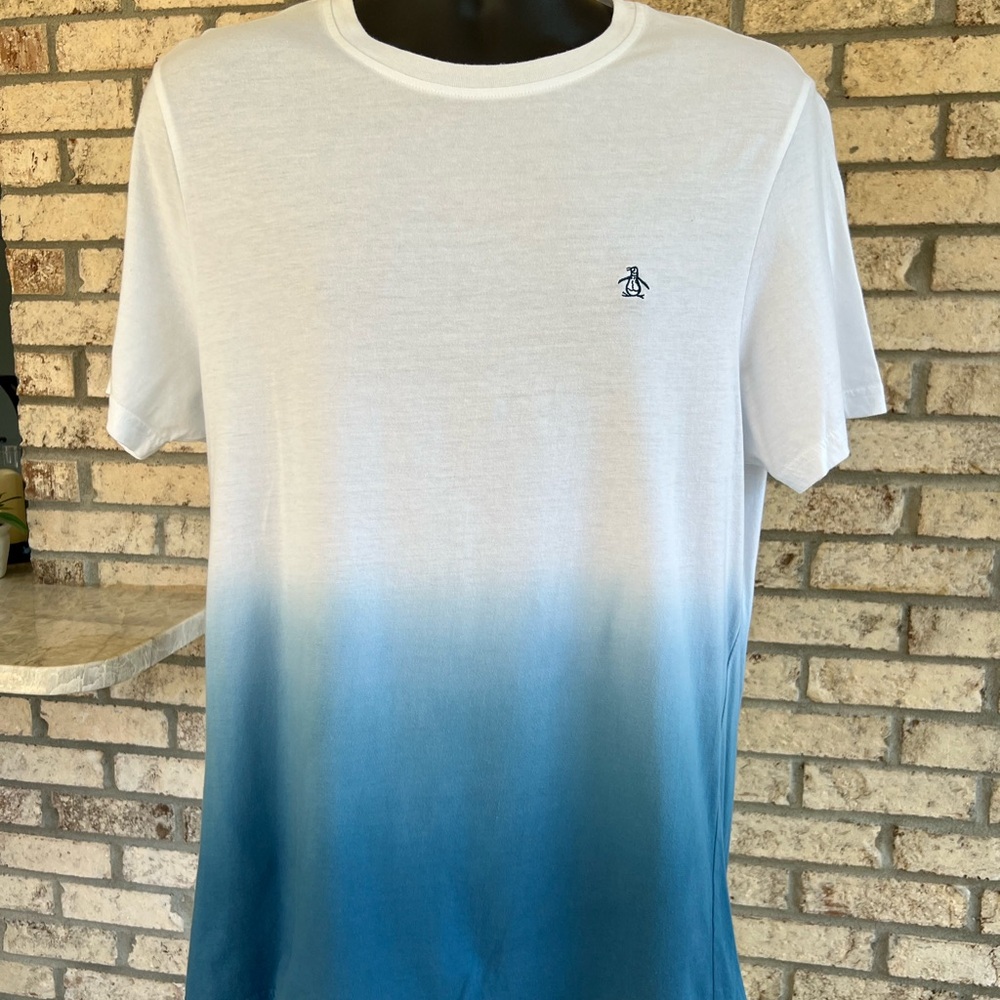 Original Penguin White and Blue Ombre Short Sleeve Tee